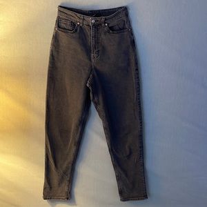 H&M Divided washed black denim jeans size 6 high rise loose fit